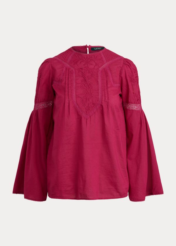 Ralph Lauren Embroidered Bell-Sleeve Top Dame Danmark (EDXJC6781)